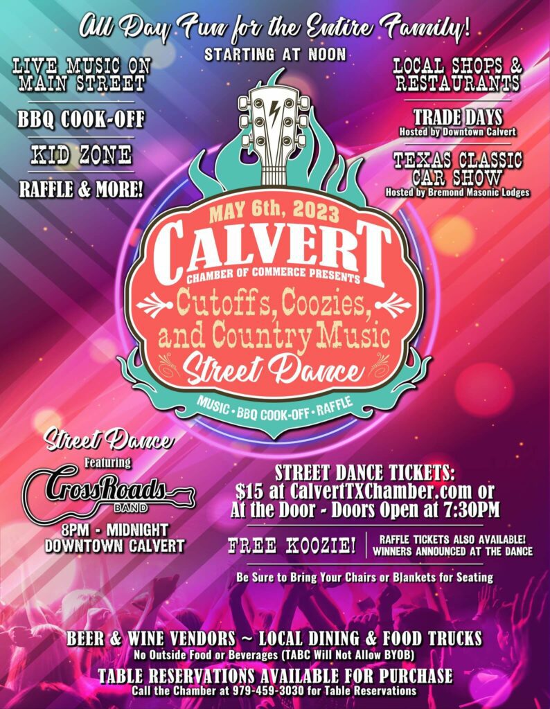 Calvert Chamber of Commerce - Cutoffs, Coozies & Country Music Street Dance