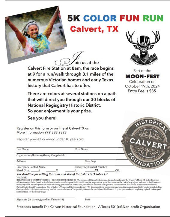 Calvert Texas Chamber of Commerce 5K Color Fun Run