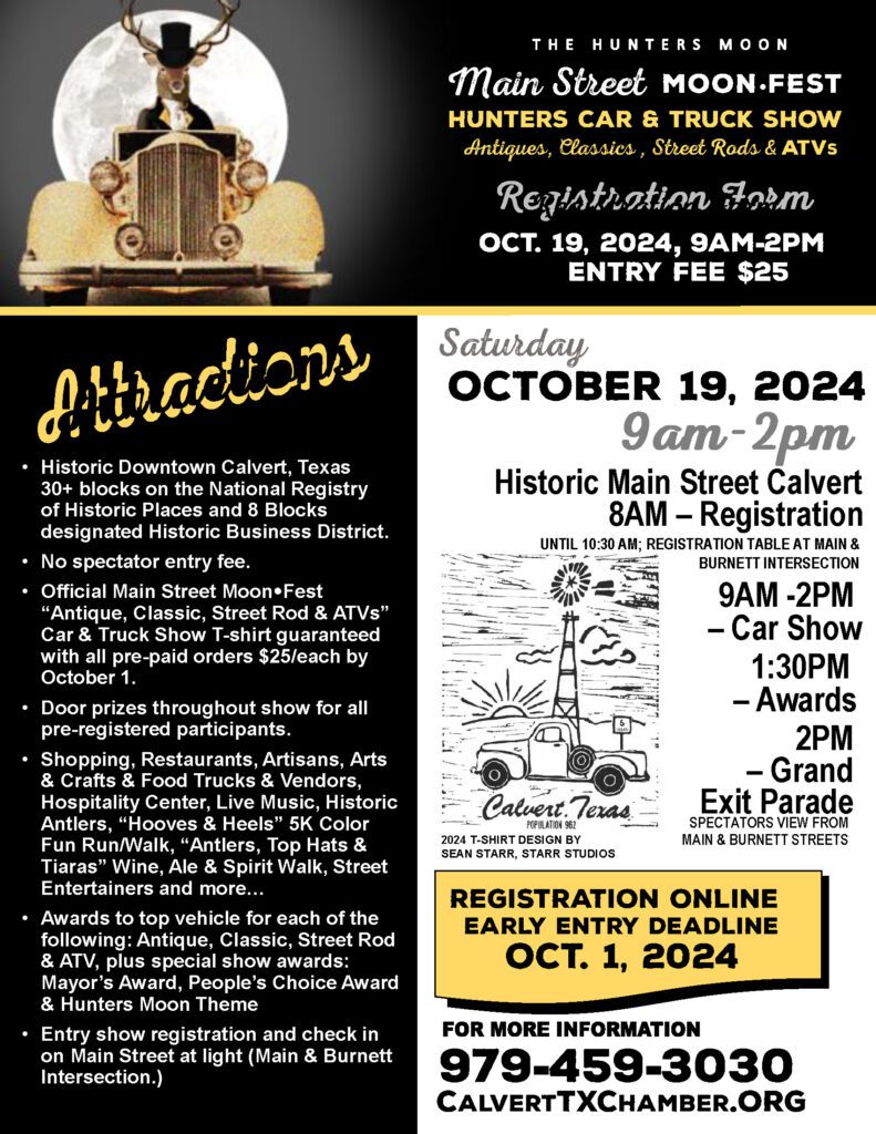 Hunters Moon Fest Car & Truck Show Calvert, Texas October 2024